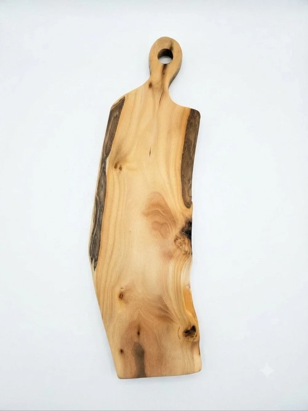Handcrafted Live Edge Wood Cutting Board with Handle - Approx. 14.5